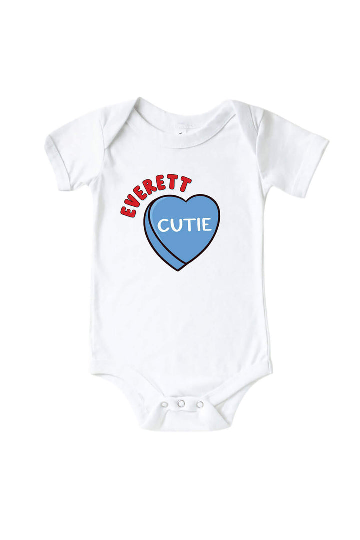 blue conversation heart graphic baby bodysuit personalized 