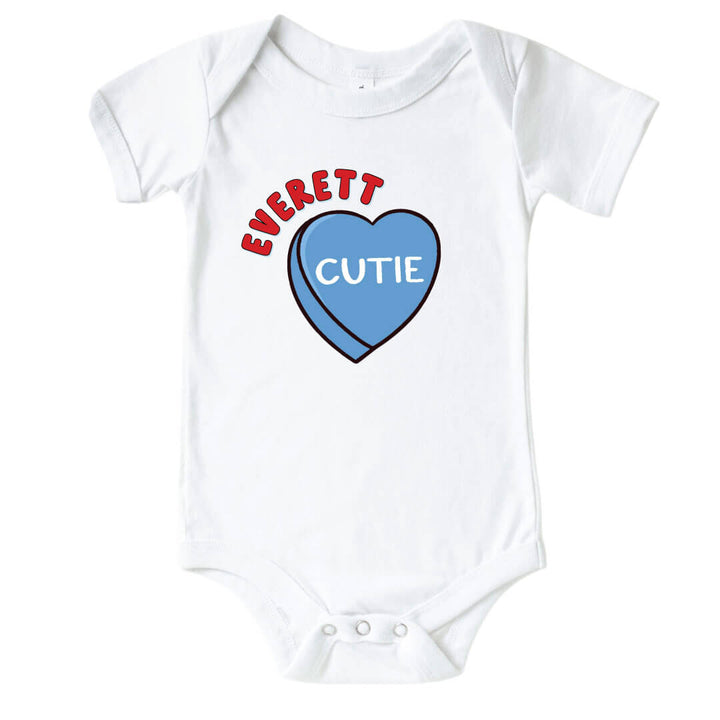 blue conversation heart graphic baby bodysuit personalized 