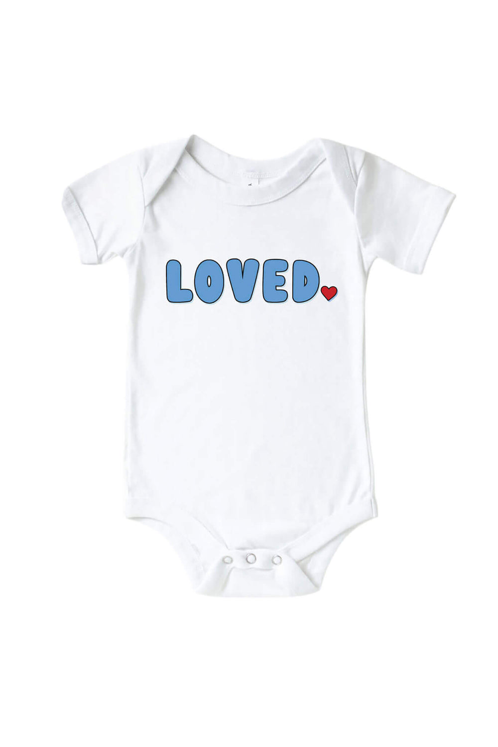 loved block font valentine's day graphic bodysuit for babies 