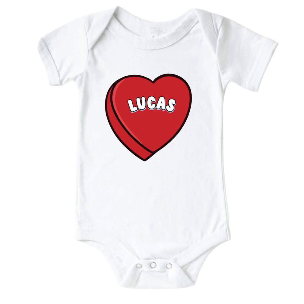 red heart valentine's day graphic baby bodysuit 