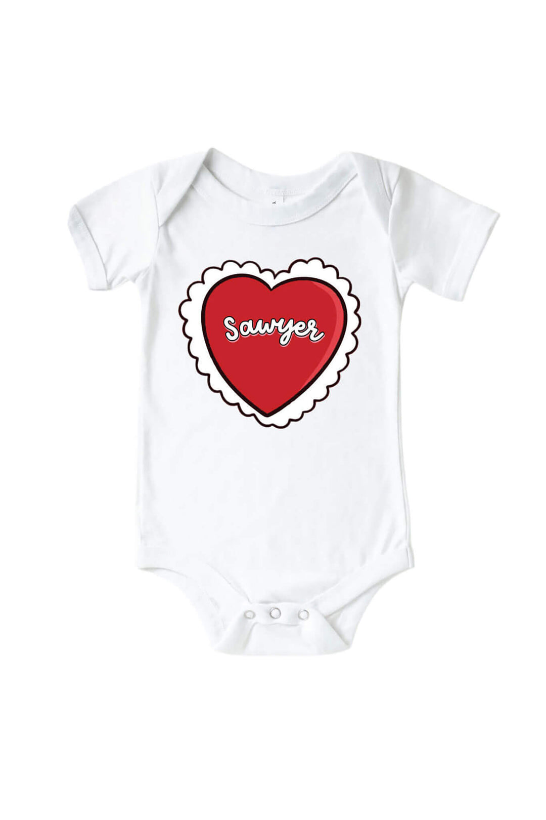 red heart personalized graphic bodysuit for babies 