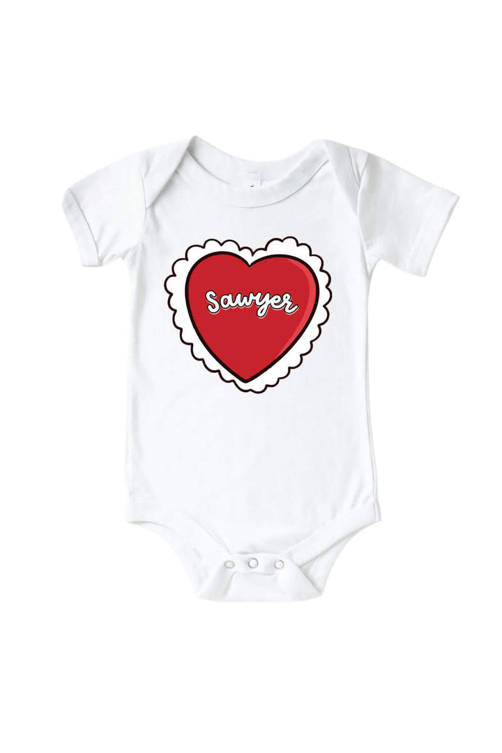 red heart personalized graphic bodysuit for babies 