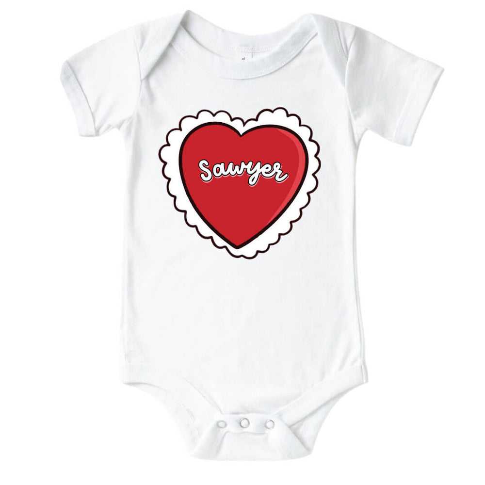 red heart personalized graphic bodysuit for babies 