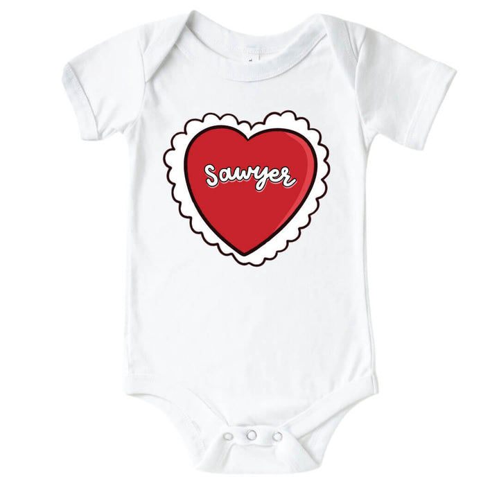 red heart personalized graphic bodysuit for babies 