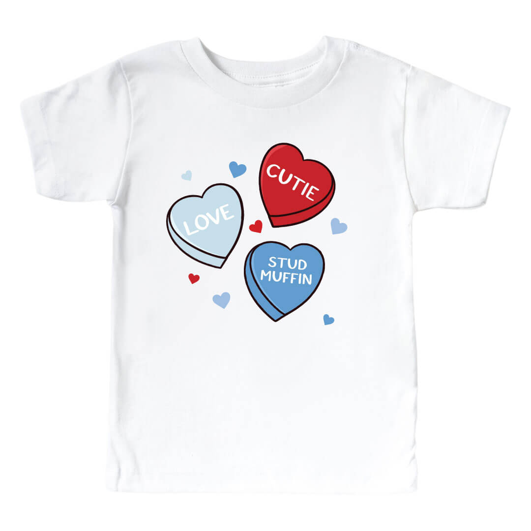 sweet like candy conversation heart graphic tee for kids 