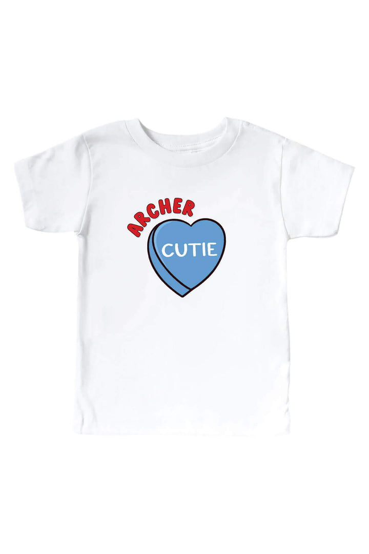 blue conversation heart graphic tee for kids 
