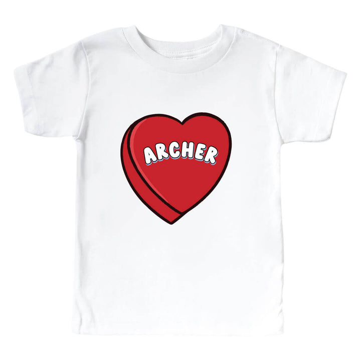 valentine's day red heart personalized graphic tee for kids 