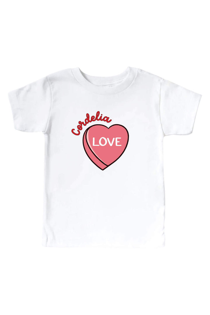 candy heart personalized graphic tee for kids 