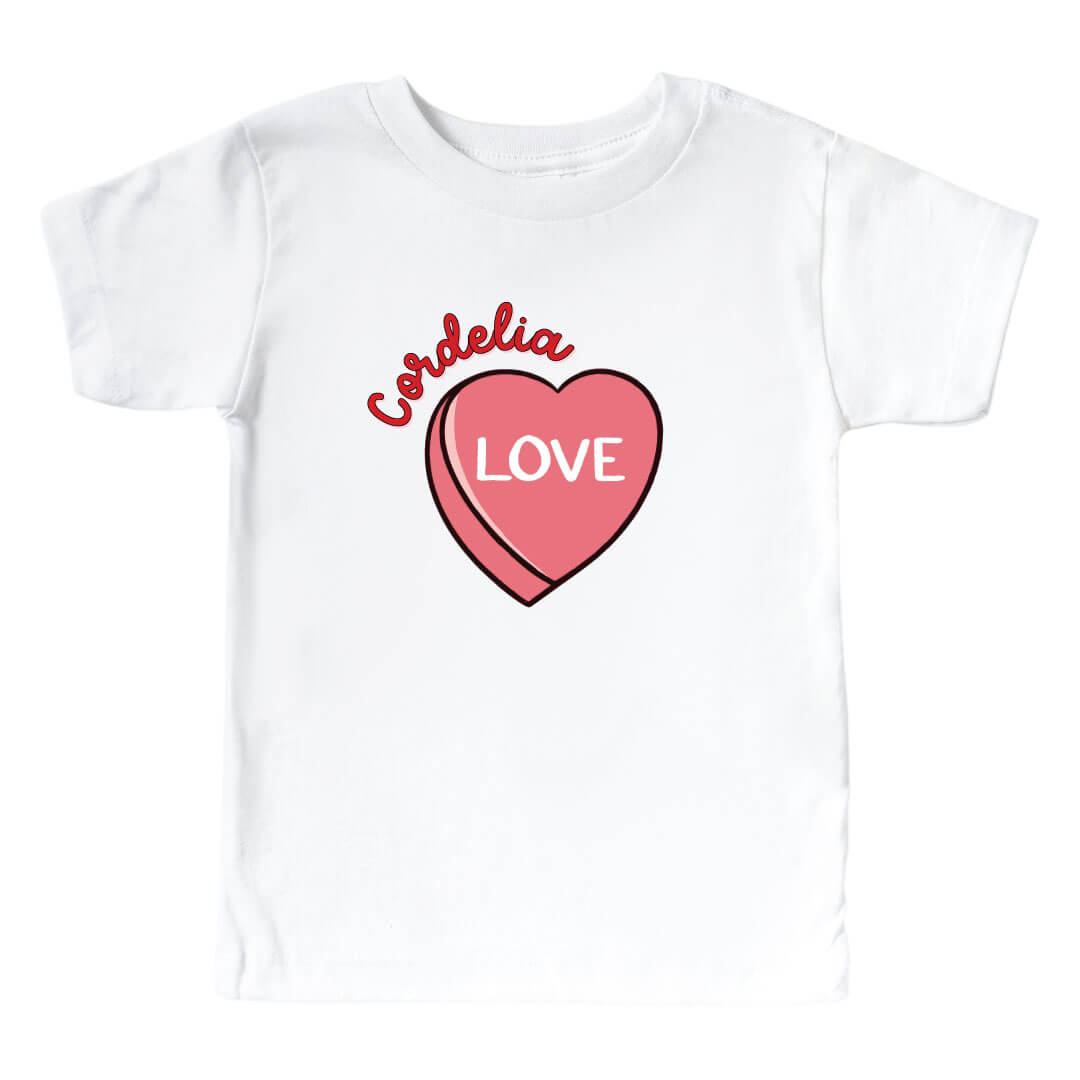 candy heart personalized graphic tee for kids 