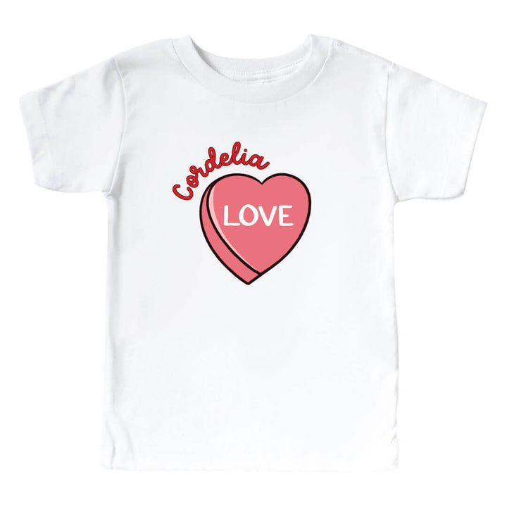 candy heart personalized graphic tee for kids 