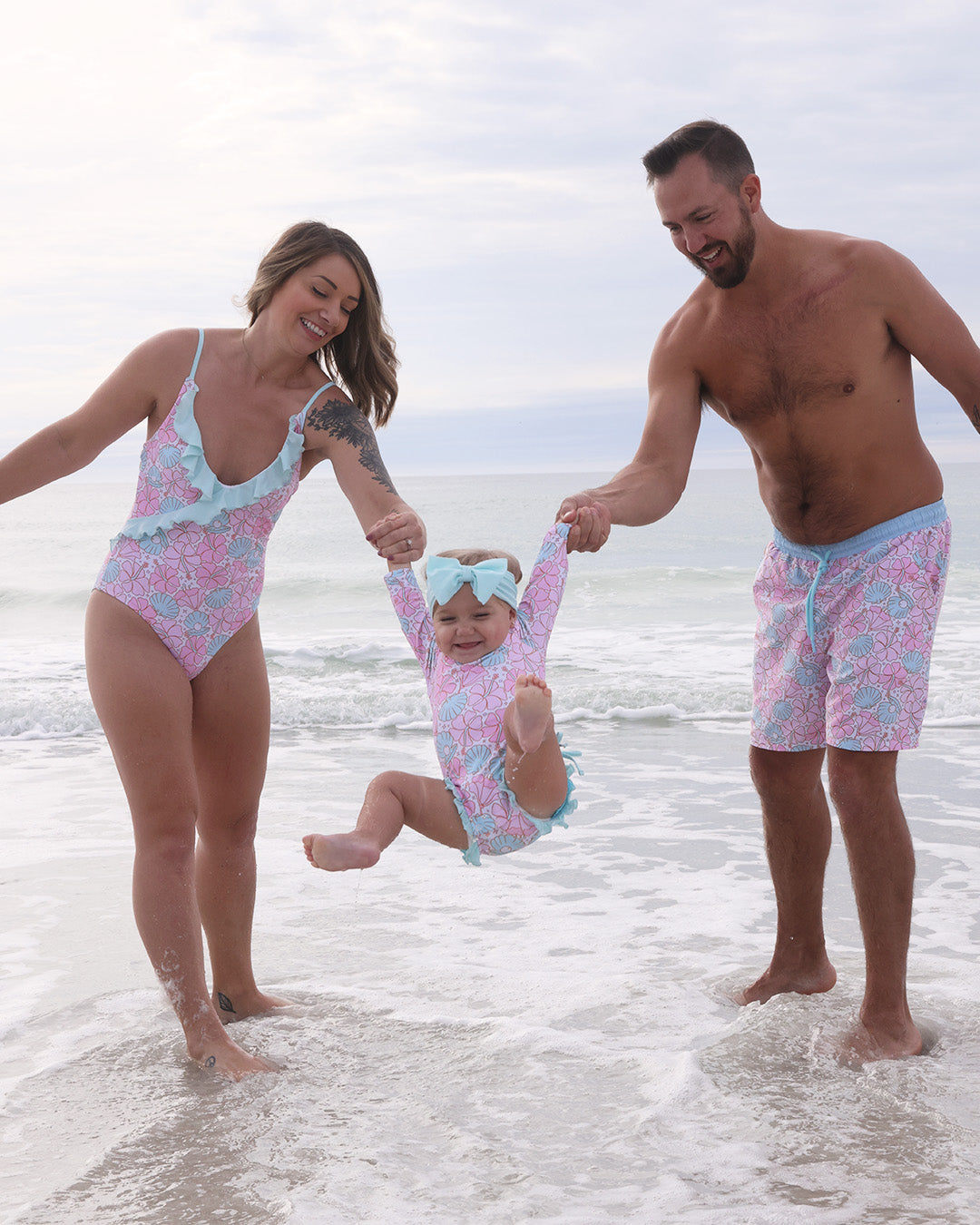 Matching Swimwear Set and Accessories for Couples and Family pink/yellow  Colorblock -  Canada