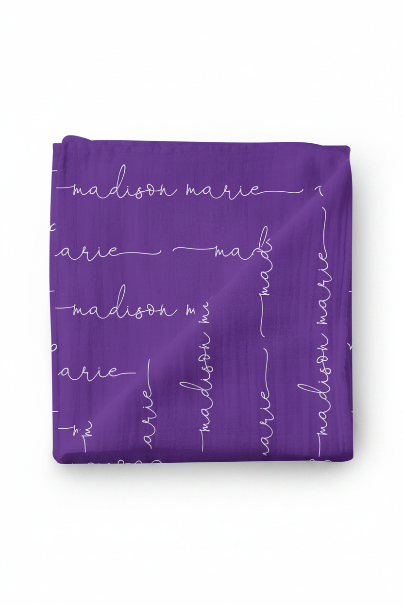 personalized swaddle blanket purple