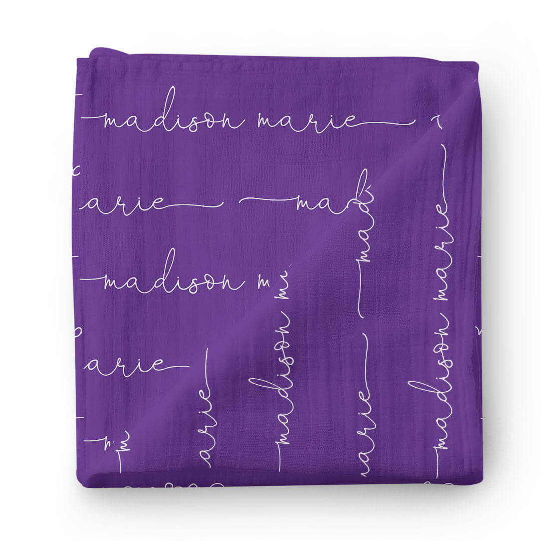 purple personalized swaddle blanket 