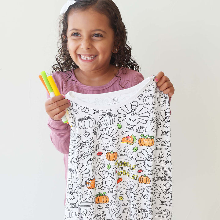 turkey and pie two piece colorable pajamas