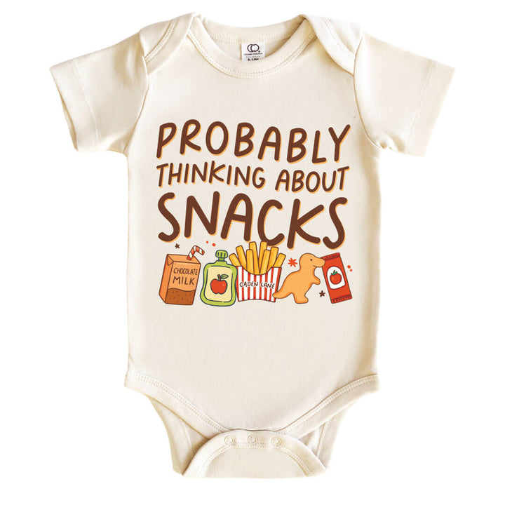 probably thinking about snacks graphic bodysuit for babies 