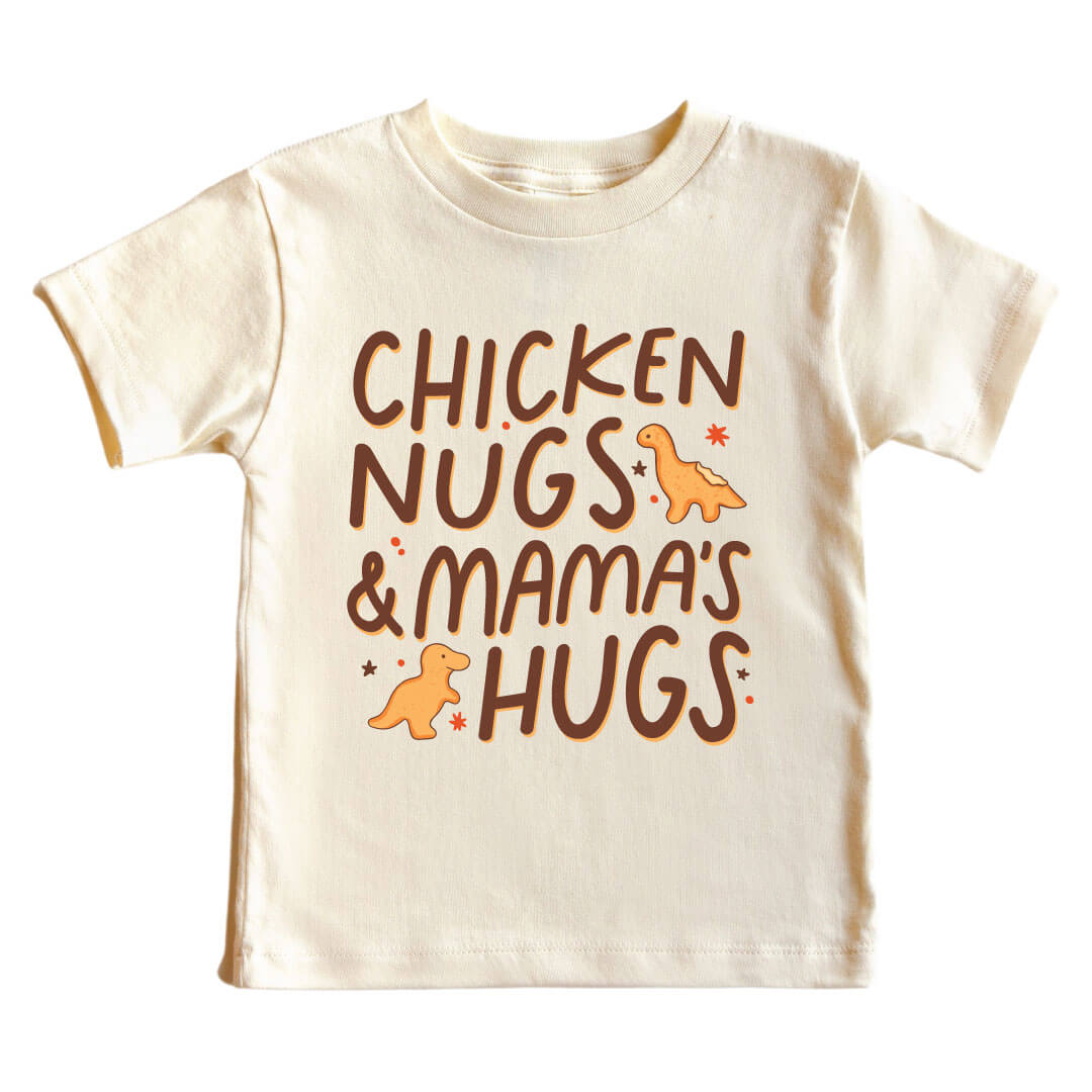 chicken nugs and mama's hugs graphic tee for kids 