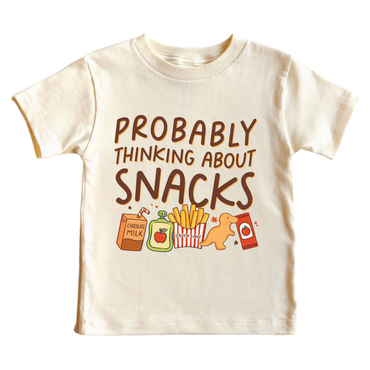 probably thinking about snacks graphic kids tee