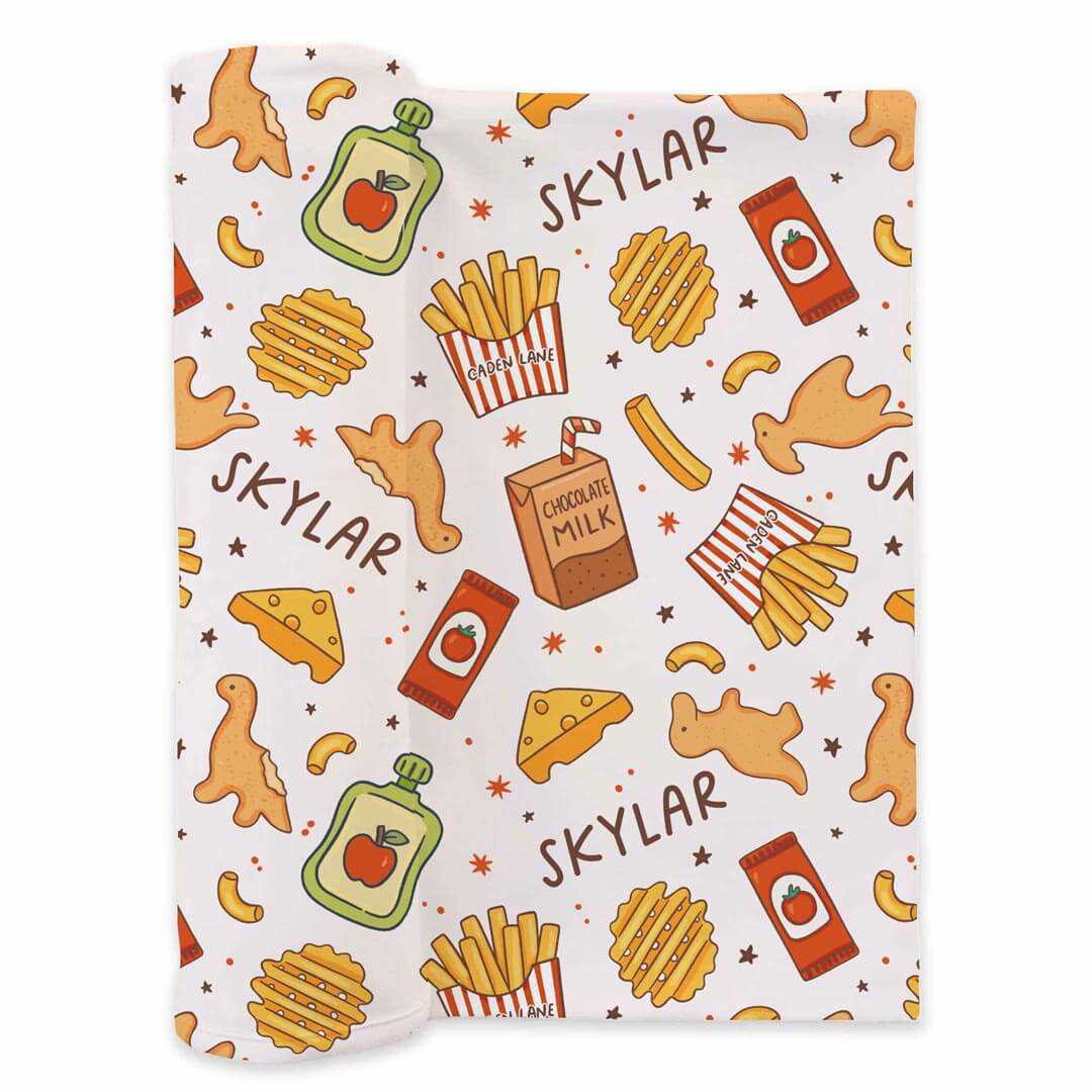 junk food personalized swaddle blanket for newborns