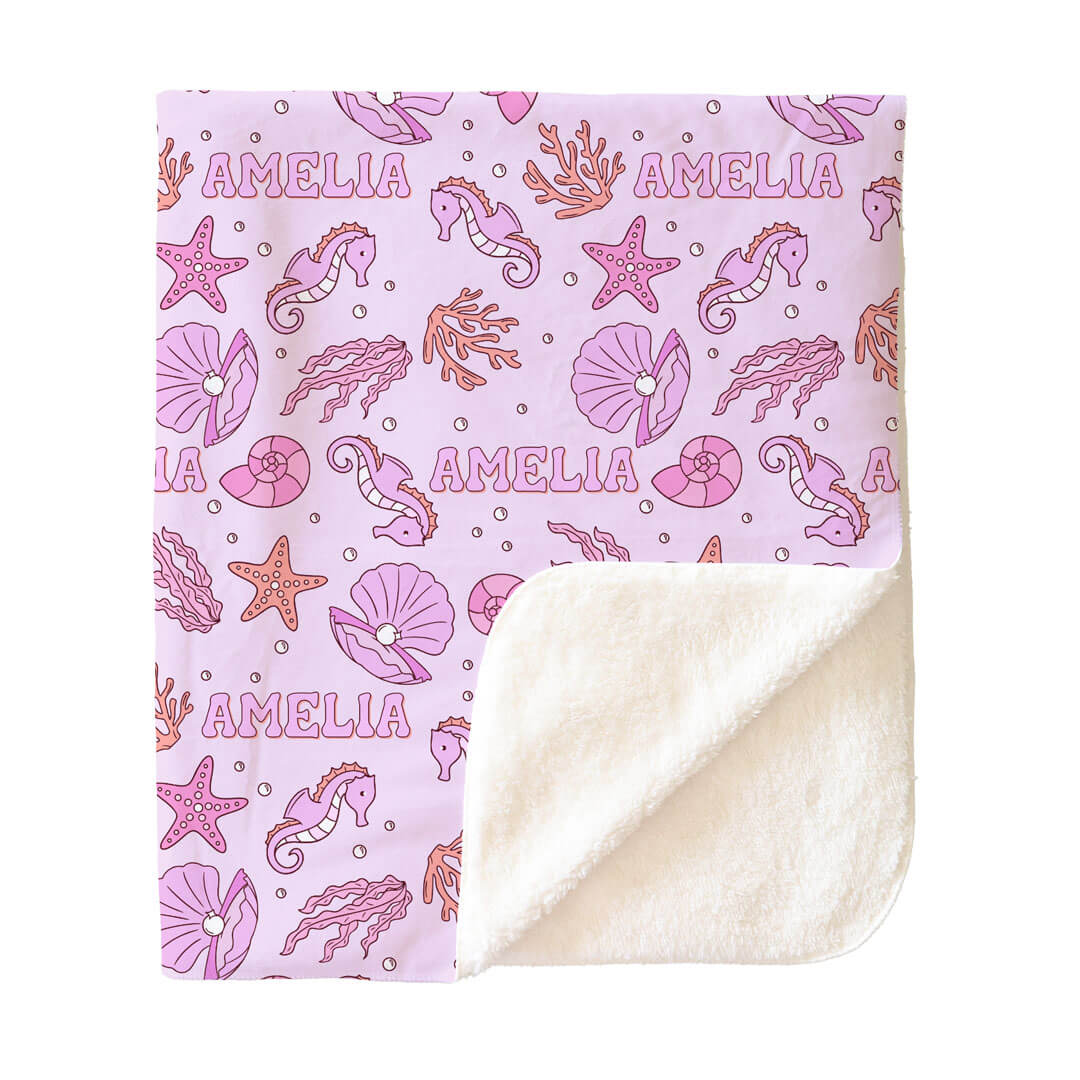 Tiny Tides Personalized Kids Blanket | Pink