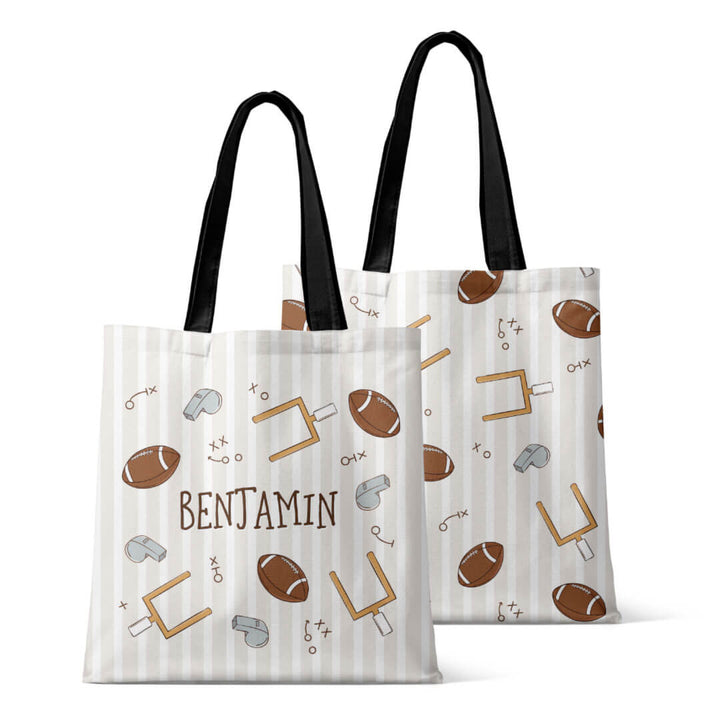 neutral personalized football tote bag for kids