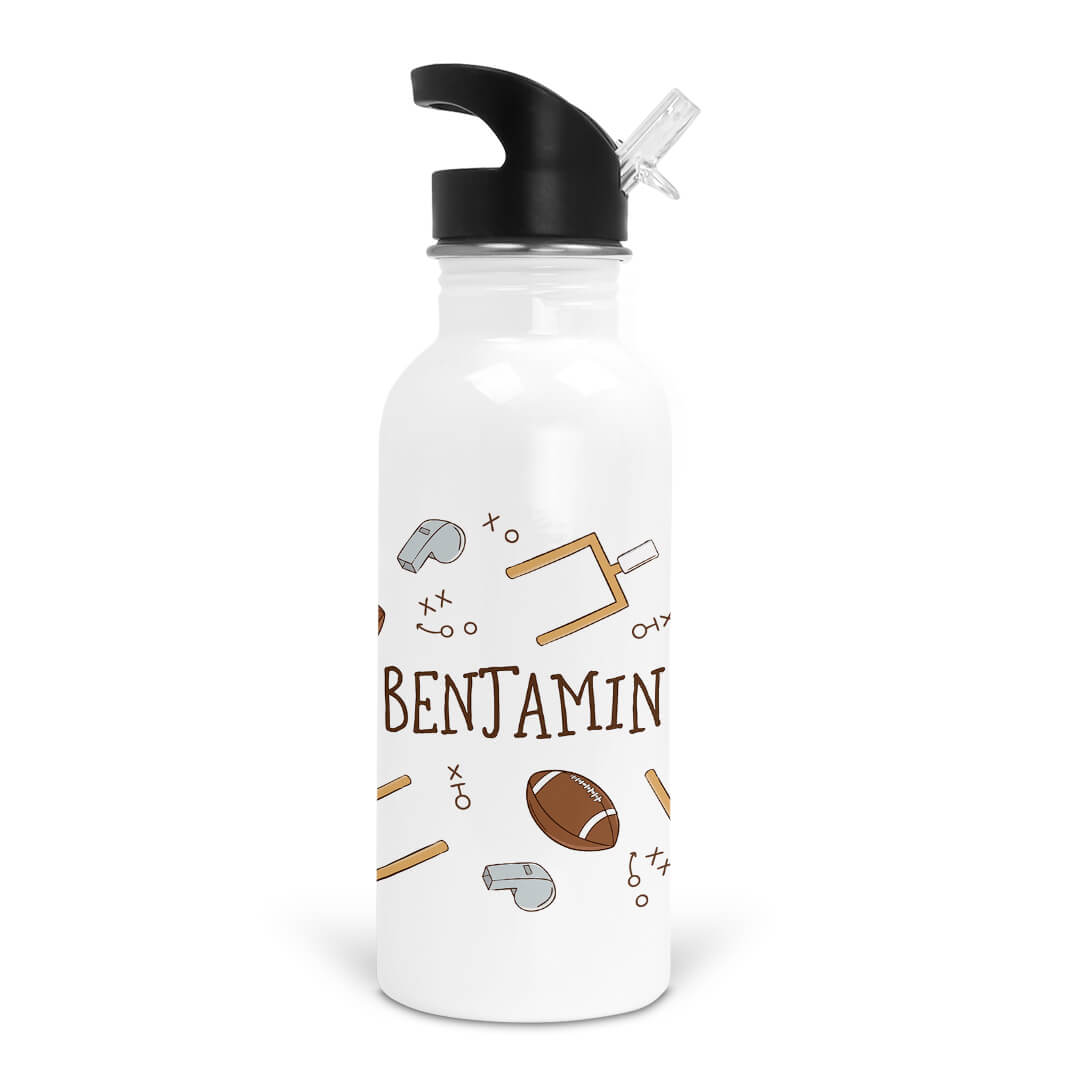 Tiny Touchdowns Personalized Kids Water Bottle | Neutral