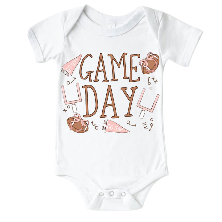 girly football graphic bodysuit for babies 