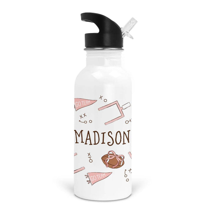 girl football personalized water bottle