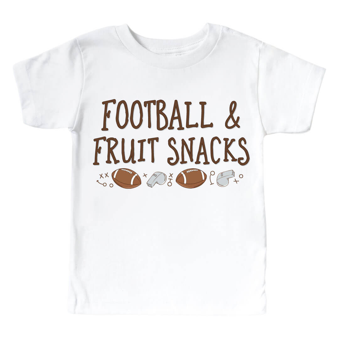 boy football and fruit snacks graphic tee