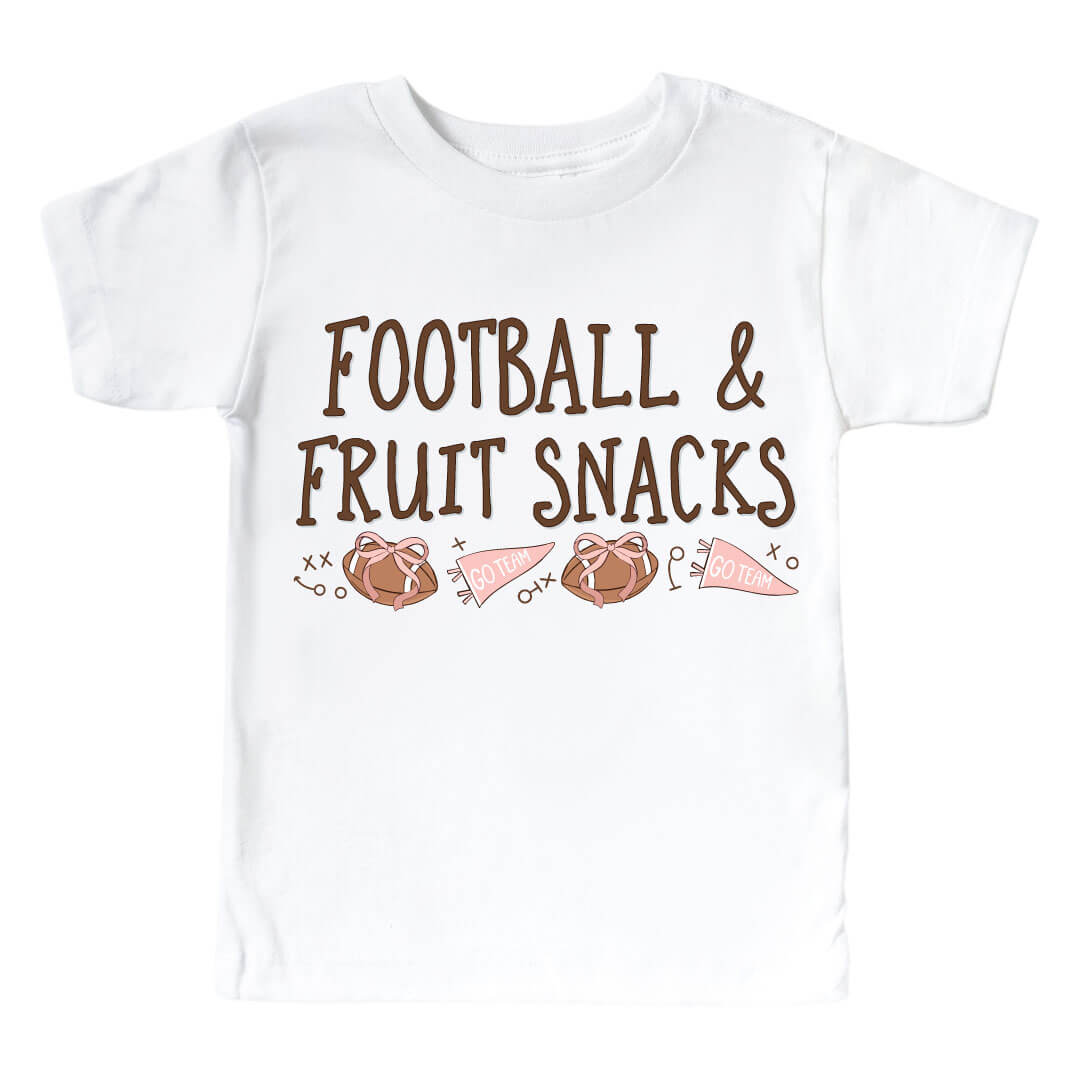 football and fruit snacks girl graphic tee