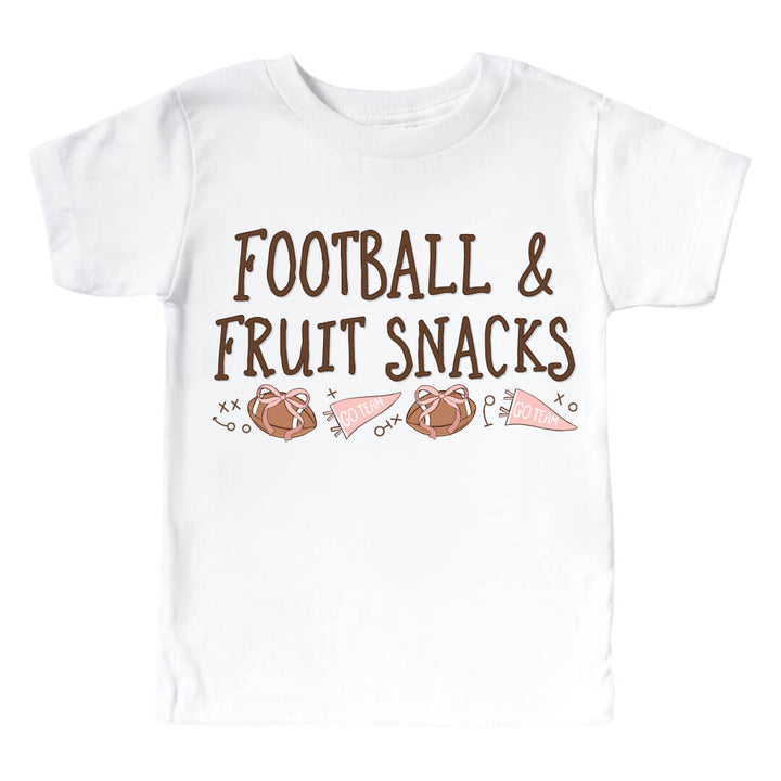 football and fruit snacks girl graphic tee
