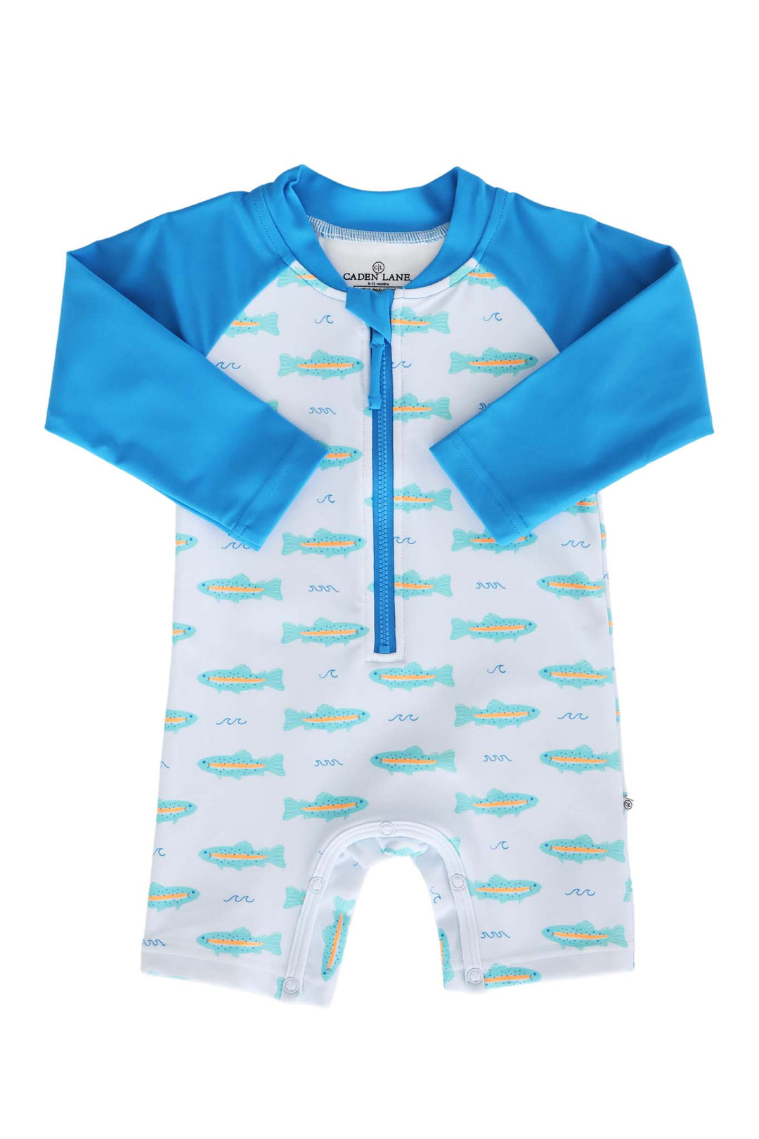fish long sleeve swim romper for boys 
