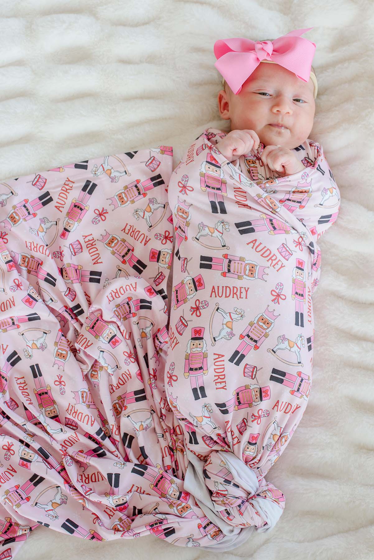 Personalized Swaddle Blanket | Toy Soldier Pink