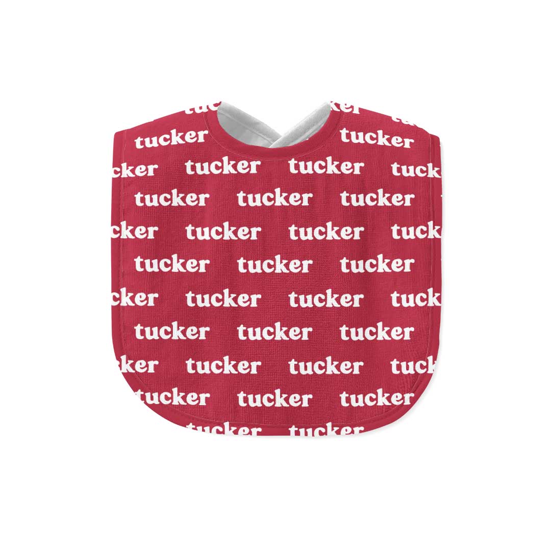 Personalized Baby Name Bib | Cardinal Red