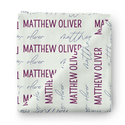 personalized expo white baby name swaddle