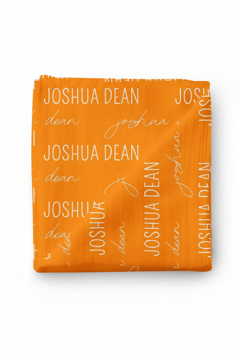 personalized baby name swaddle blanket orange