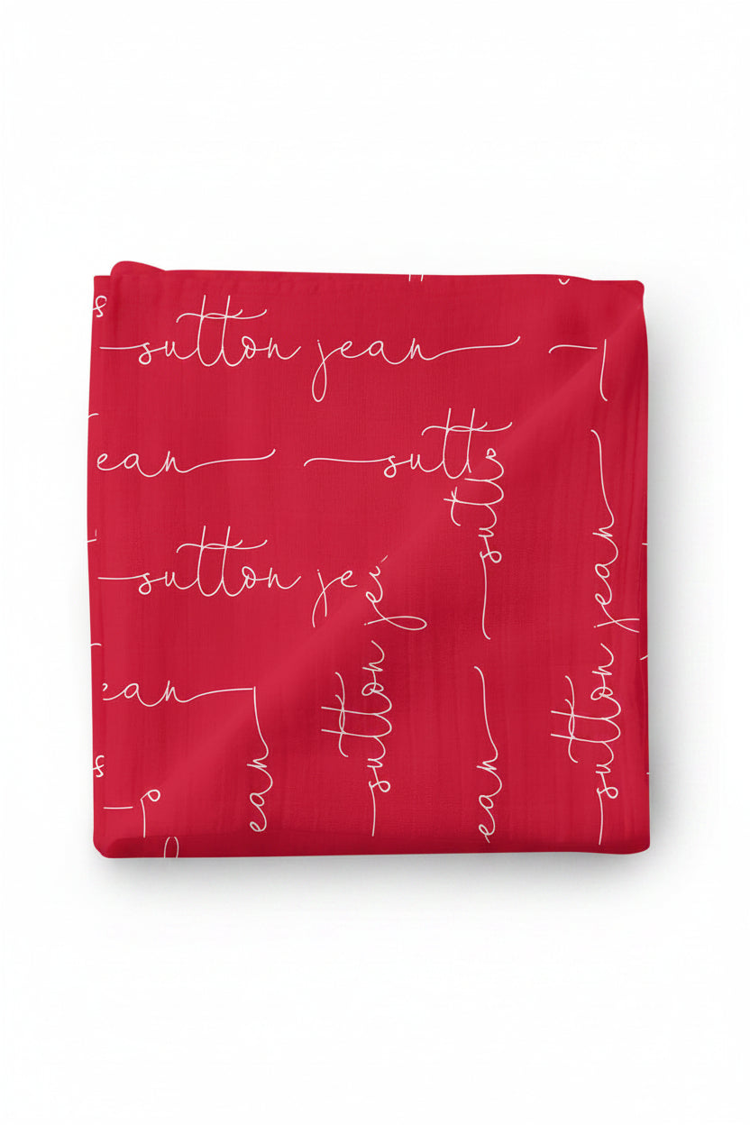 personalized swaddle blanket red