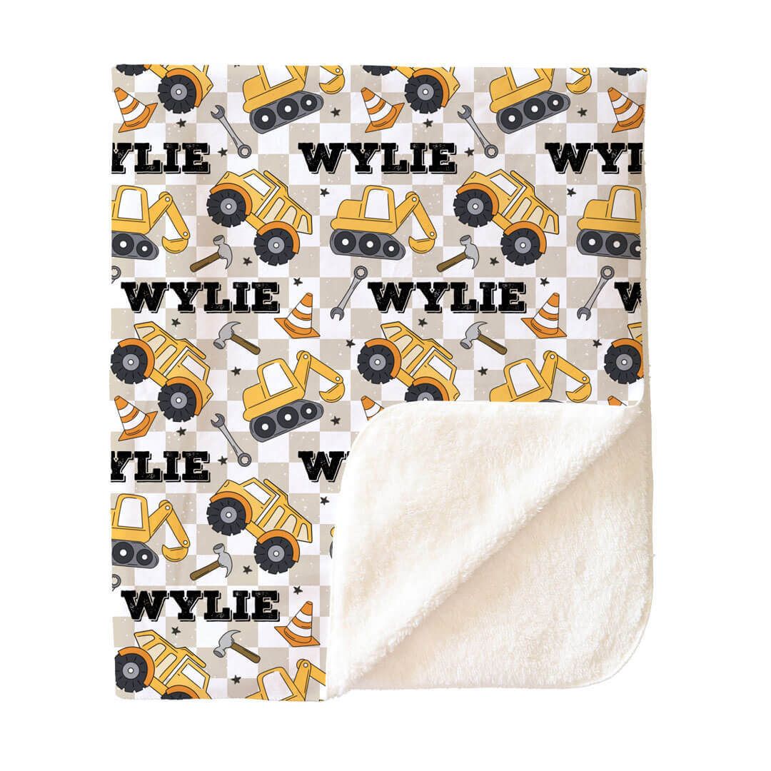 Under Construction Personalized Kids Blanket