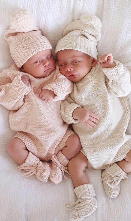 embroidered knit sweater rompers