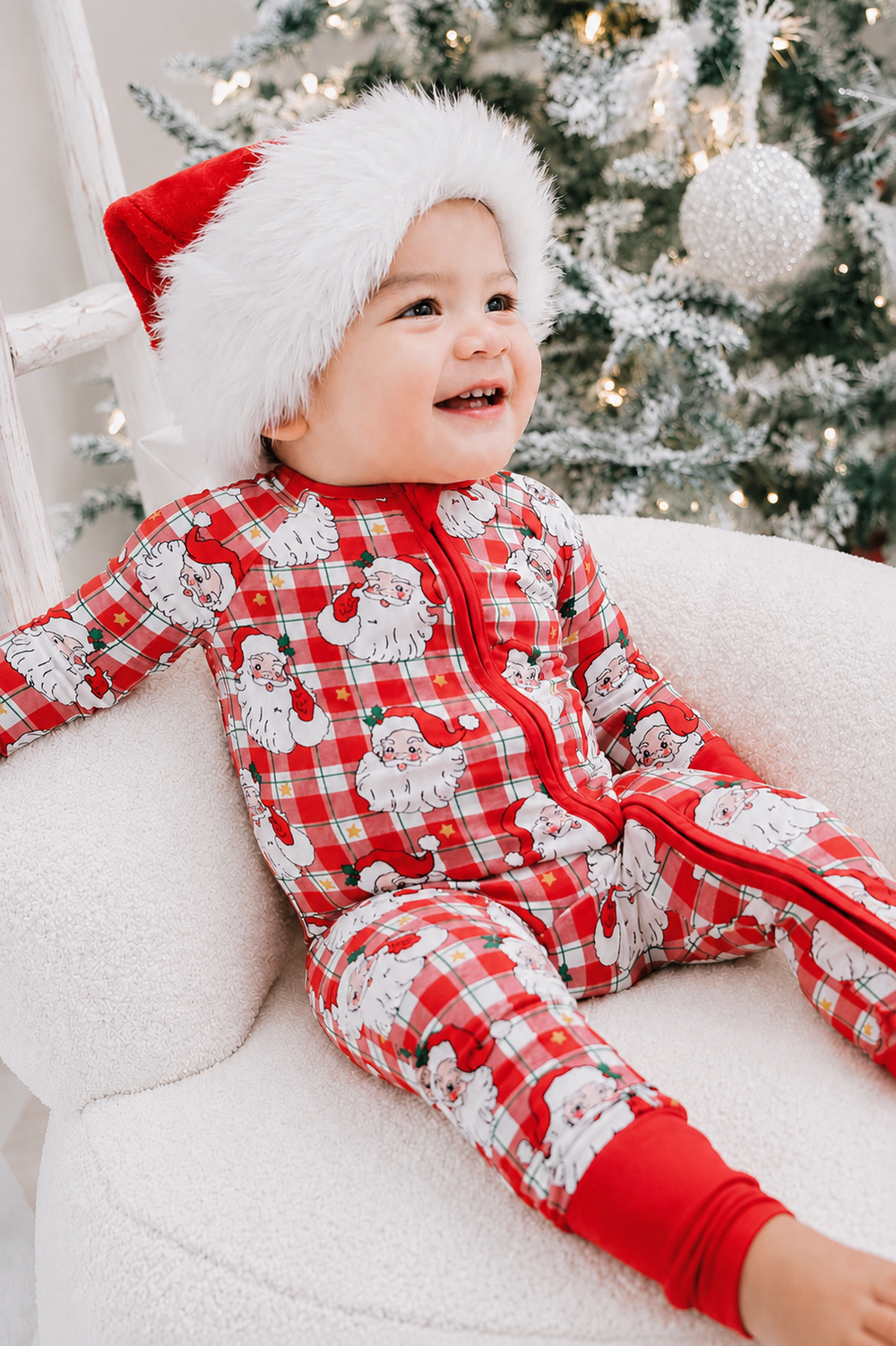 Vintage Santa Head zipper romper pajamas