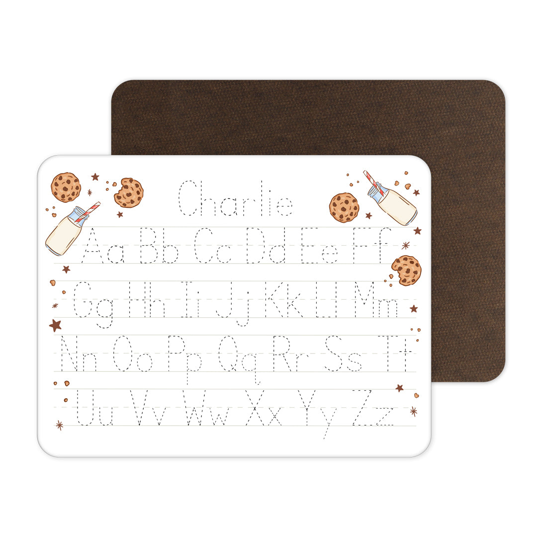 milk and cookies personalized alphabet whiteboard for kids 