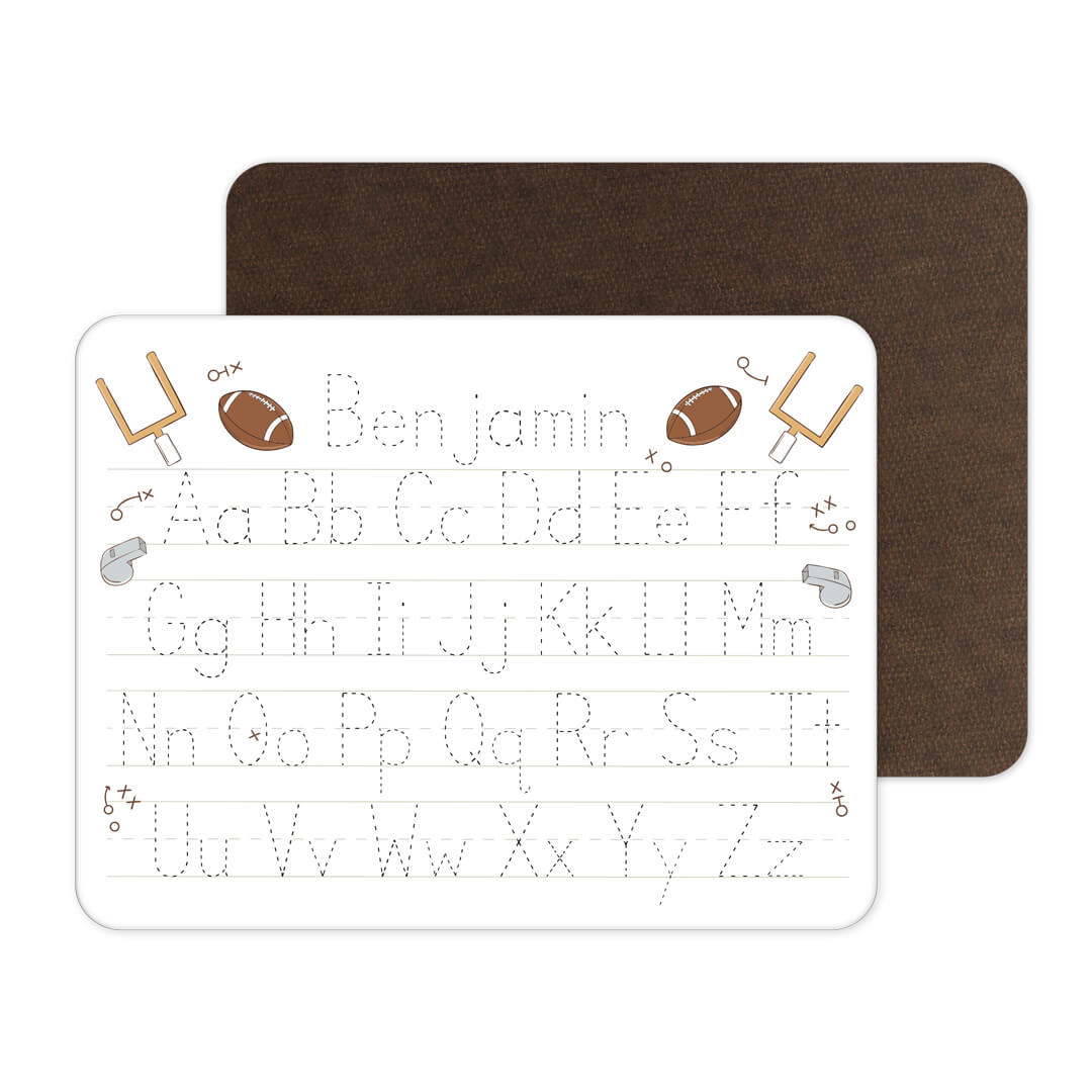 boys personalized football whiteboard with alphabet letters