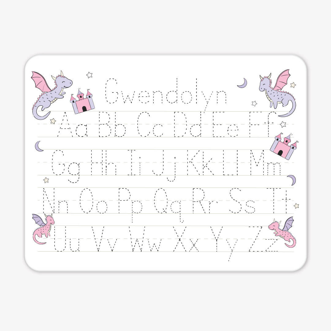 pink and purple personalized alphabet whiteboard for girls 