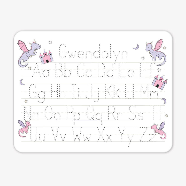 pink and purple personalized alphabet whiteboard for girls 