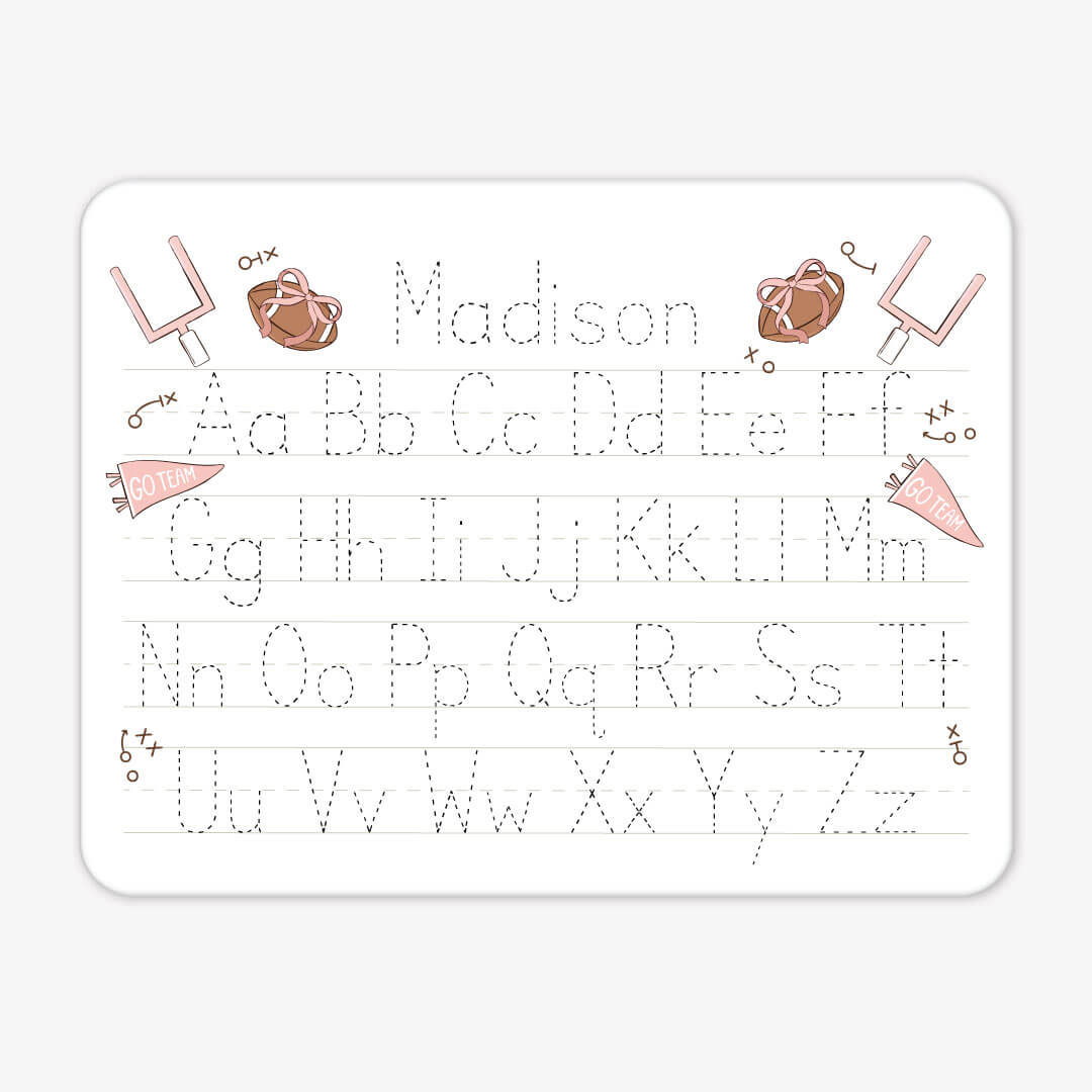 Kids Personalized Whiteboard | Tiny Touchdowns Pink