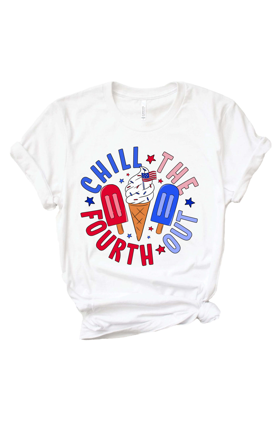 caden lane chill the fourth out women's 4th of july graphic tee in white - red white and cool mommy and me