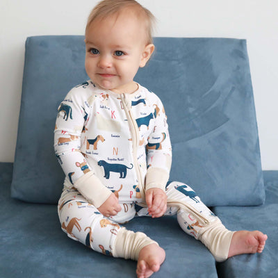 bamboo pajamas for toddler with alphabet 