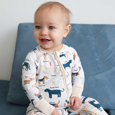 bamboo pajamas for babies with alphabet 