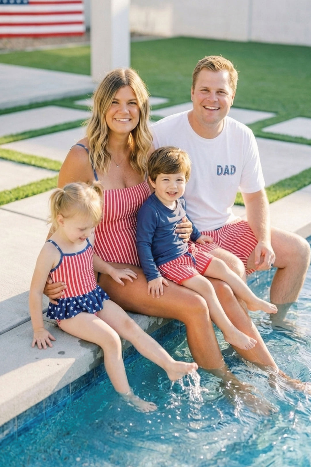 Stars & Stripes Party girls two piece strappy tankini swimsuit view 5 | 4th of July swim | Caden Lane