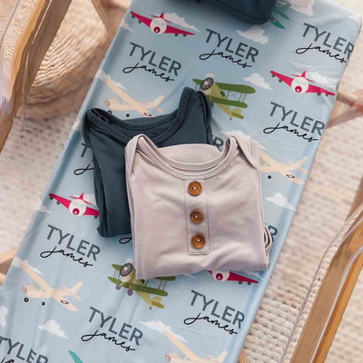 airplane personalized swaddle 