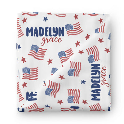 4th of july baby swaddle with flags